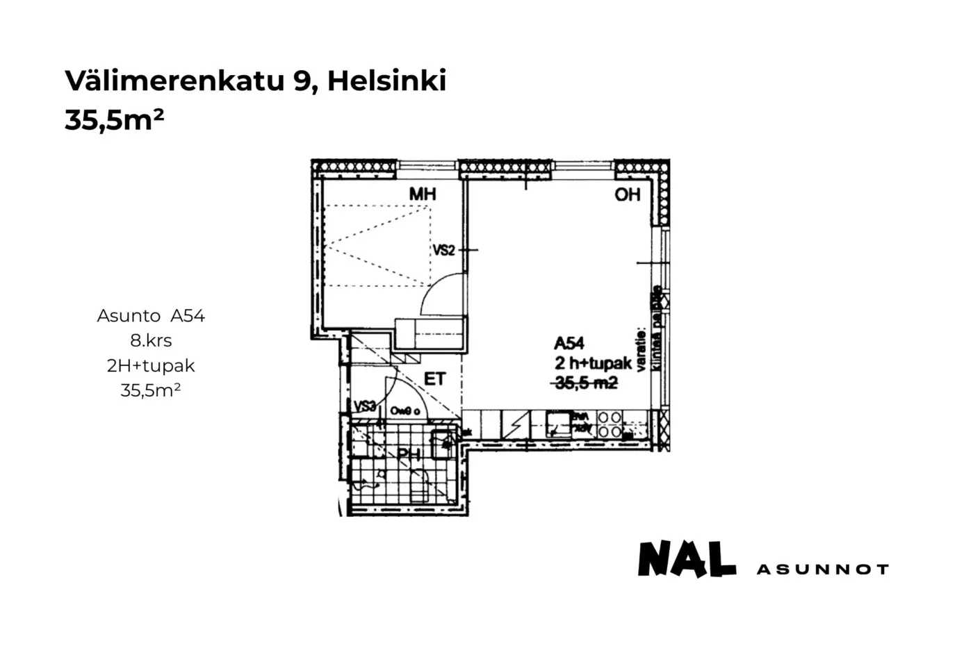 Välimerenkatu 9, 35,5m², A54