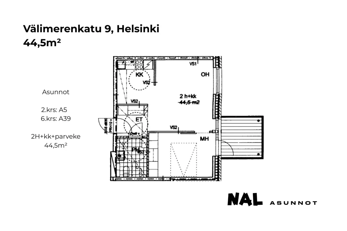 Välimerenkatu 9, 44,5m², A5, A39