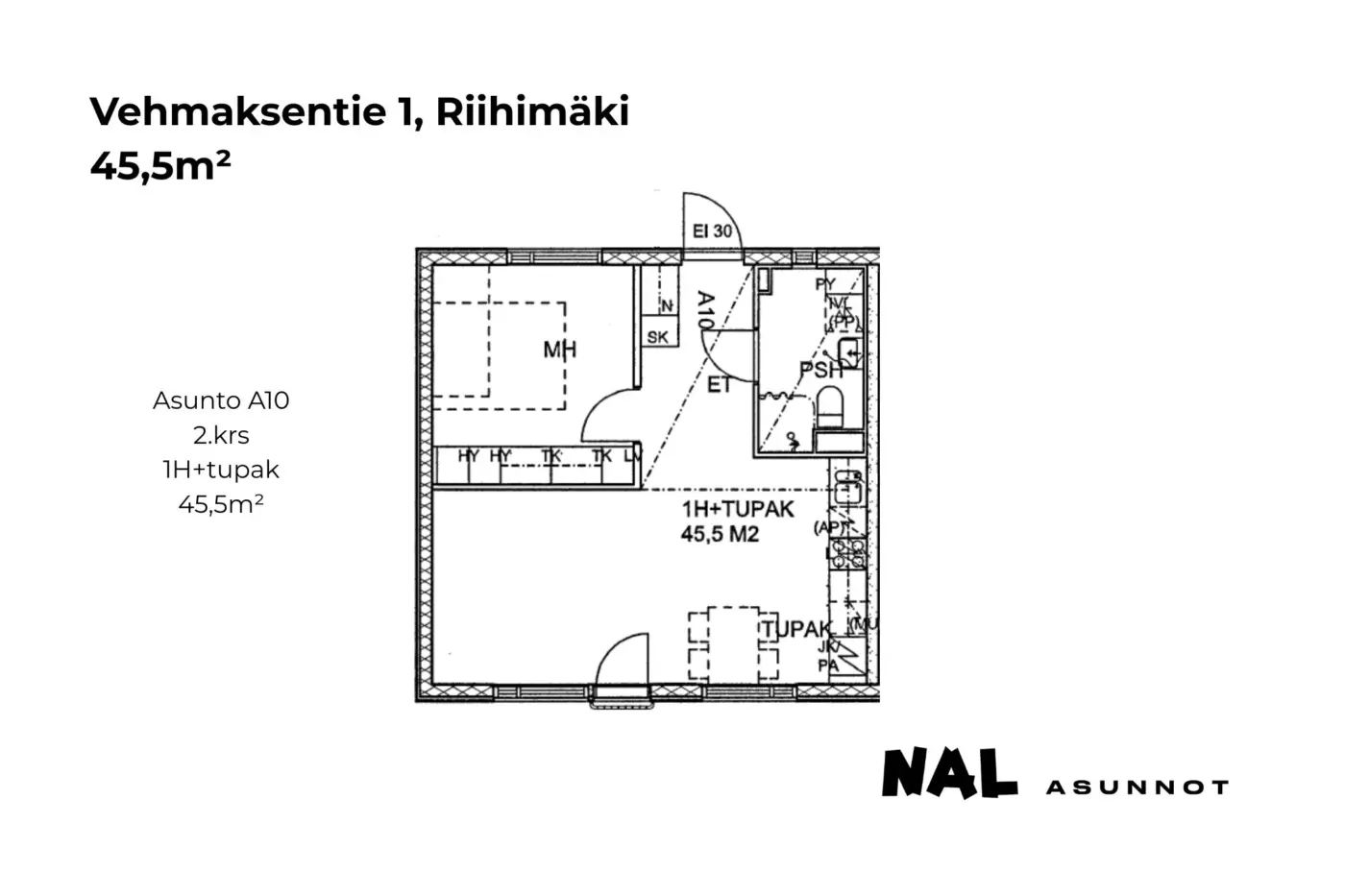 Vehmaksentie 1, 45,5m², A10