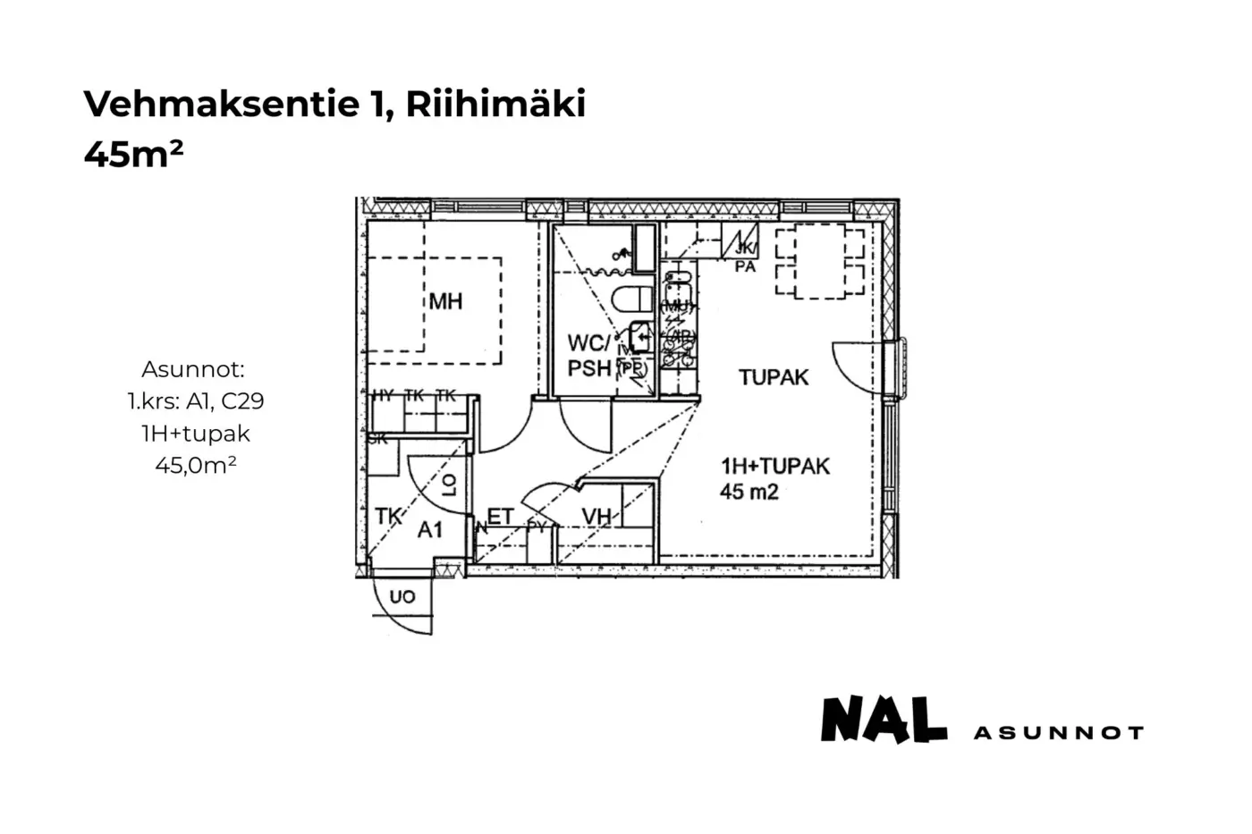 Vehmaksentie 1, 45m², A1, C29