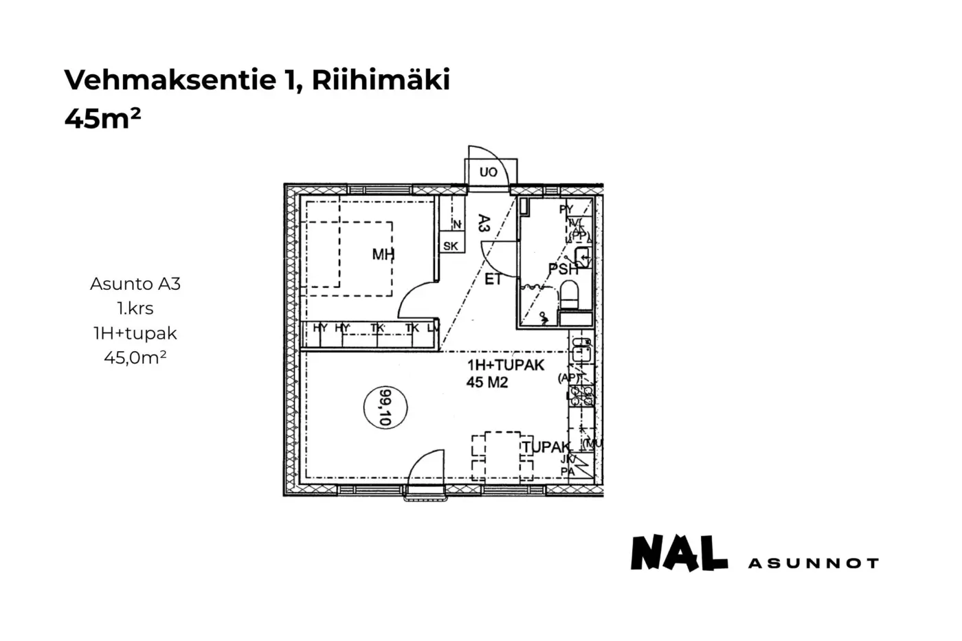 Vehmaksentie 1, 45m², A3
