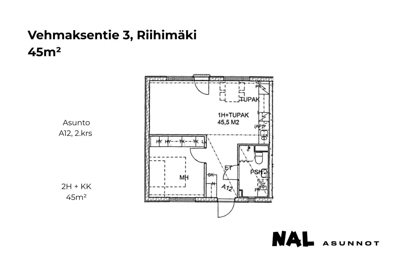Vehmaksentie 3, A12, 45m2