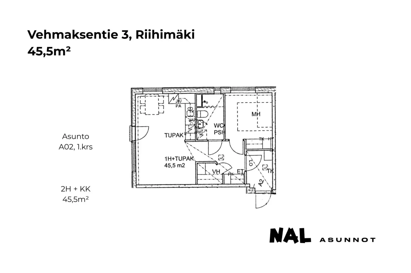Vehmaksentie 3, A2, 45,5m2